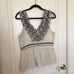 Anthropologie v-neck top with appliqué accents